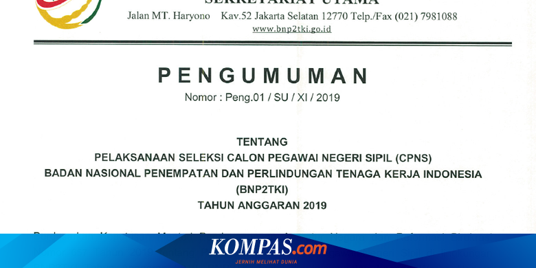 Simak Ini Jadwal Dan Syarat Cpns 2019 Bnp2tki