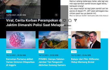 Berita terpopuler sepanjang Senin (13/12/2021) hingga Selasa (14/12/2021) di laman Tren. 