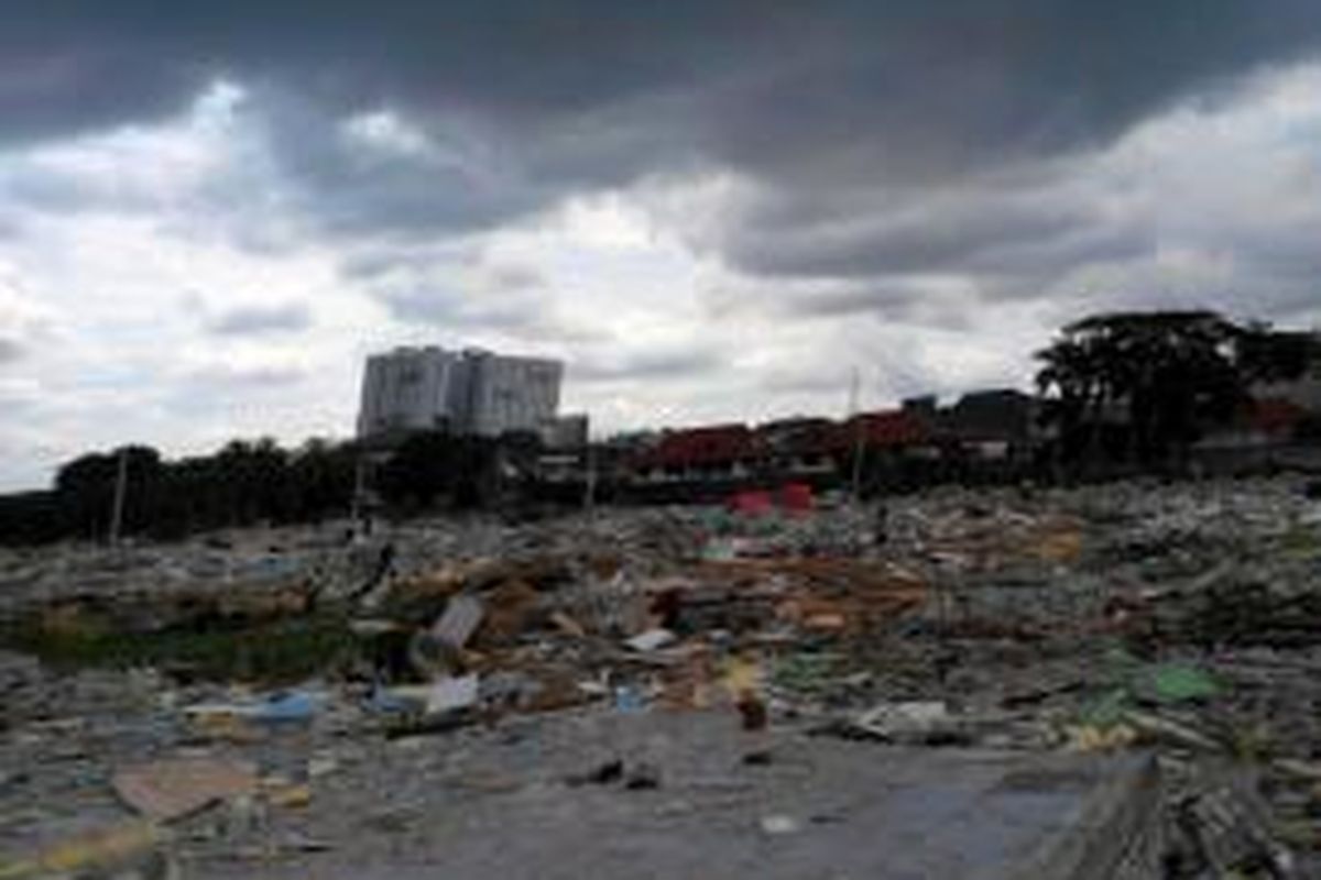 Suasana Taman Burung Waduk Pluit, Penjaringan , Jakarta Utara, Jumat (13/12/2013), pascapembongkaran rumah warga yang dilakukan sehari sebelumnya.