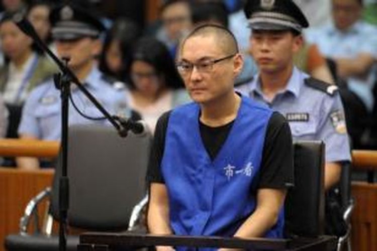 Han Lei, saat menghadiri sidang setelah dia membanting seorang balita berusia dua tahun ke tanah hingga tewas.
