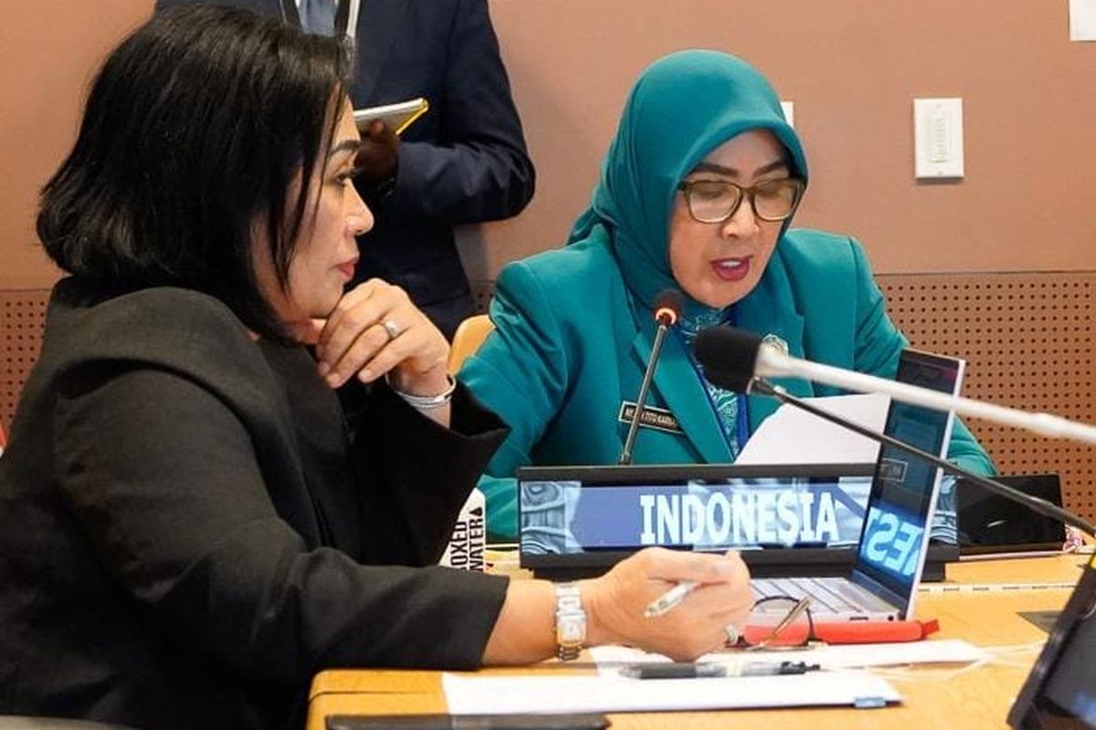 Ketua Umum Tim Penggerak Pemberdayaan dan Kesejahteraan Keluarga (TP PKK) Tri Tito Karnavian dalam side event Commission on the Status of Women ke-70 (CSW70) di Markas Besar Perserikatan Bangsa-Bangsa (PBB), New York, Kamis (12/3/2026).