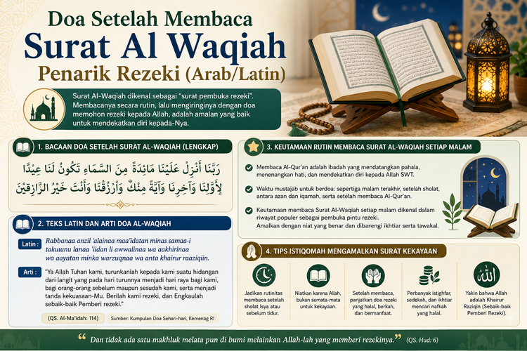 Doa Setelah Membaca Surat Al Waqiah Penarik Rezeki (Arab/Latin)