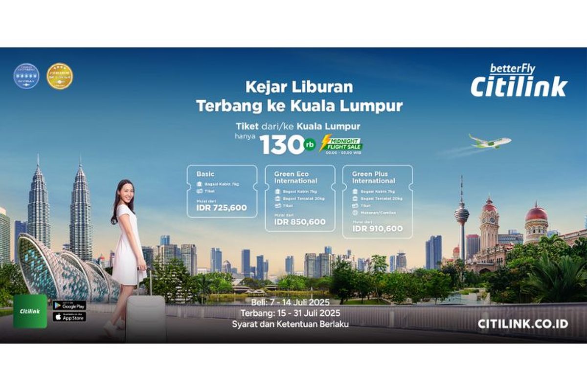 Citilink mengadakan promo Midnight Flight Sale.