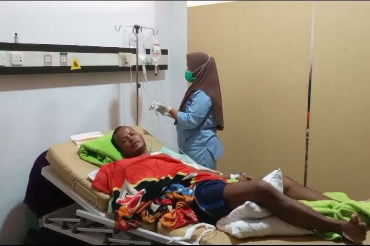 Arjo (33), korban serangan buaya dirawat di RSUD Soekarno Bangka Belitung , Minggu (7/1/2024).