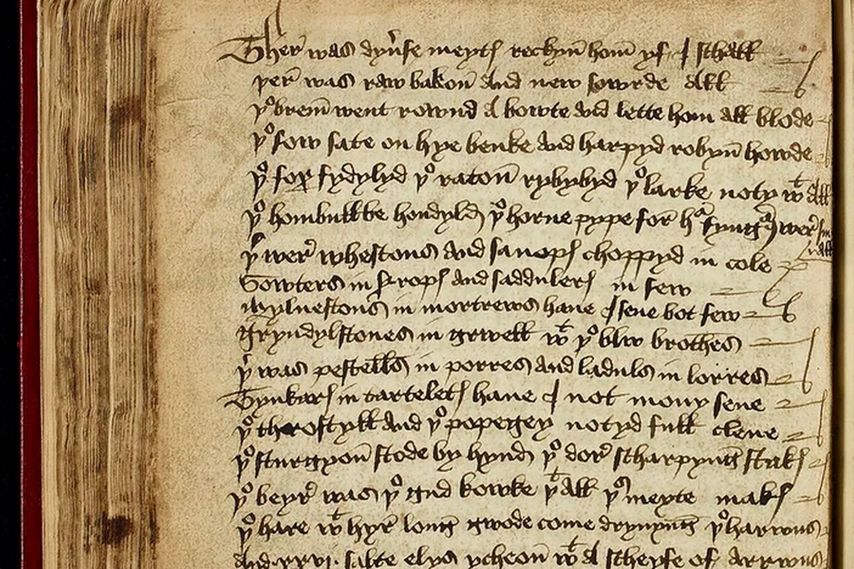 Manuskrip Heege, yang berisi naskah pertunjukan komedi abad pertengahan. Ini diketahui sebagai naskah pertunjukan komedi langsung, atau yang populer dengan stand-up comedy, yang tertua.