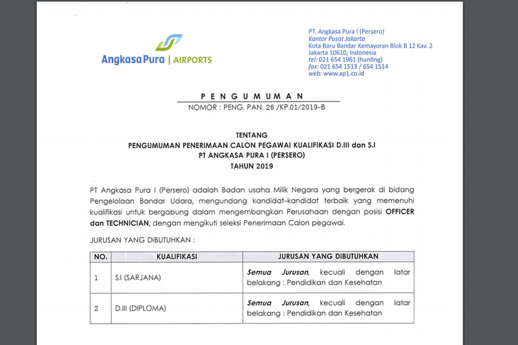 Lowongan Angkasa Pura