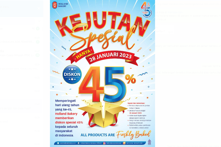 Holland Bakery promo 45 persen