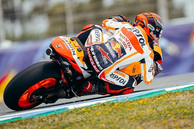 Marc Marquez saat sesi tes di Sirkuit Jerez