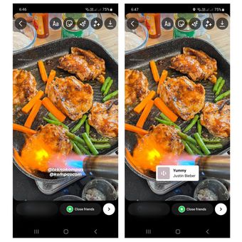 Trik mention orang di Instagram Story tanpa kelihatan dengan menutupi menggunakan stiker.