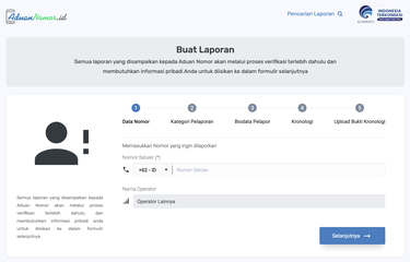 Tangkapan layar laman cara membuat laporan nomor telepon yang terindikasi penipuan.