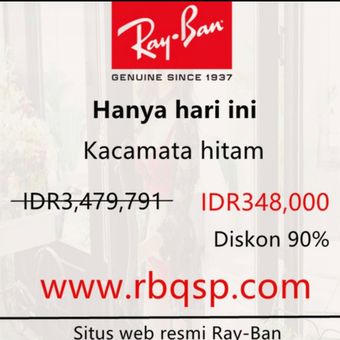 Penipuan iklan Ray Ban di Instagram.