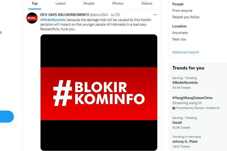 Sejumlah Aplikasi Diblokir, Tagar #BlokirKominfo Menggema Di Media Sosial