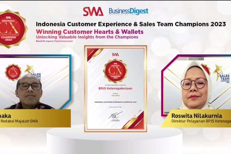 BPJS Ketenagakerjaan raih penghargaan dalam ajang Indonesia Customer Experience Champion (ICXC) 2023.