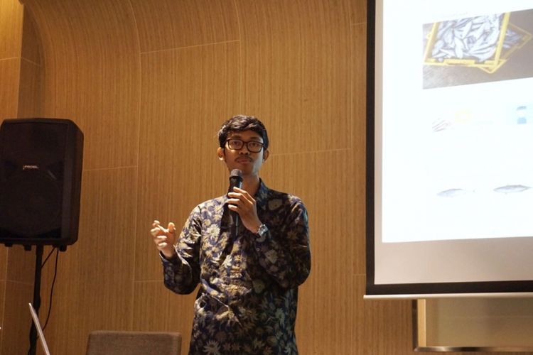 Farid Naufal Alam CEO e-commerce aruna.id yang tampil saat acara Curah Pendapat Implementasi Revolusi Mental yang diselenggarakan Kementerian Koordinator Pembangunan Manusia dan Kebudayaan (Kemenko PMK), di Hotel Grand Mercure, Jakarta, Jumat (3/8/2018).
