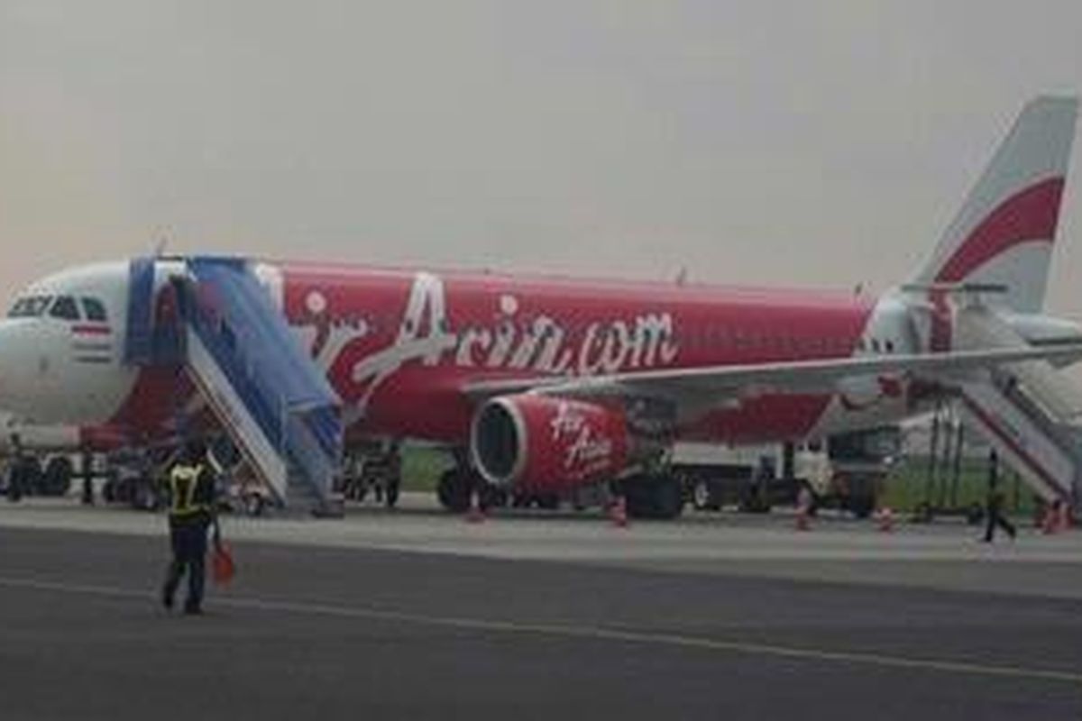 Pesawat AirAsia di Bandara Husein Sastranegara, Bandung, Jawa Barat.