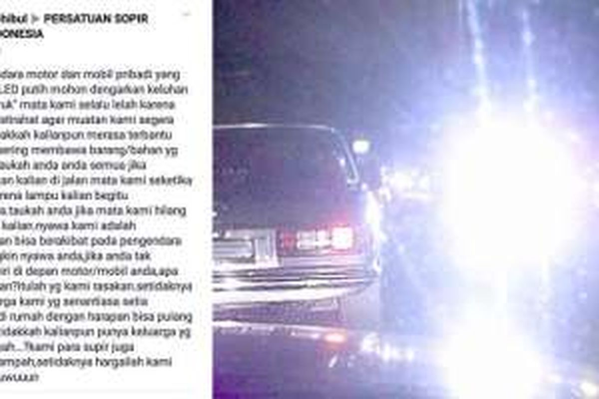 Lampu silau keluhan sopir truk menjadi viral di dunia maya.