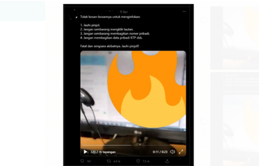 Tangkapan layar twit soal video pinjaman online yang viral di media sosial pada Jumat, (9/4/2021).