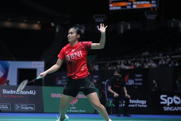 Tunggal putri Indonesia Gregoria Mariska Tunjung saat beraksi pada Singapore Open yang berlangsung pada 12-17 Juli 2022. Terkini, Gregoria Mariska Tunjung sudah merampungkan pertandingan pertama melawan wakil China, Chen Yu Fei di BWF World Tour Finals 2022.