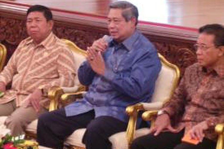 Presiden Susilo Bambang Yudhoyono saat bertemu Forum Rektor Perguruan Tinggi Islam, di Istana Negara, Jakarta, Selasa (23/7/2013).