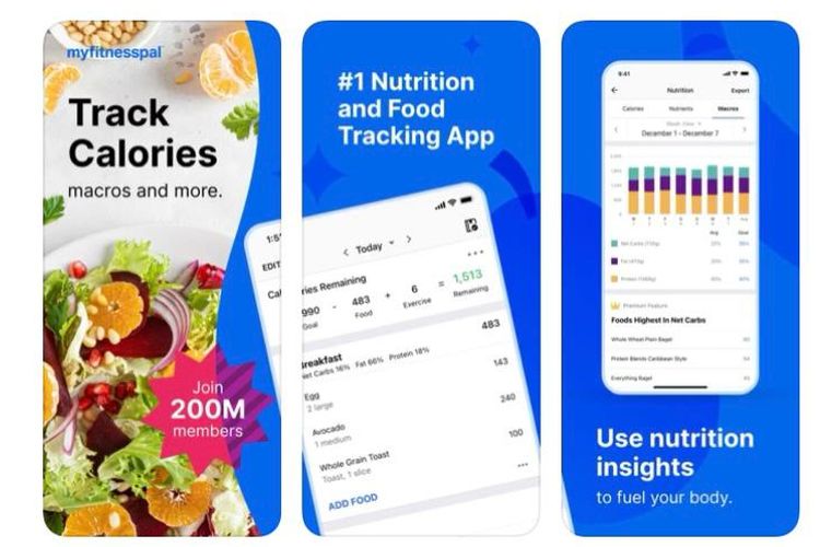 Ilustrasi aplikasi Myfitnesspal
