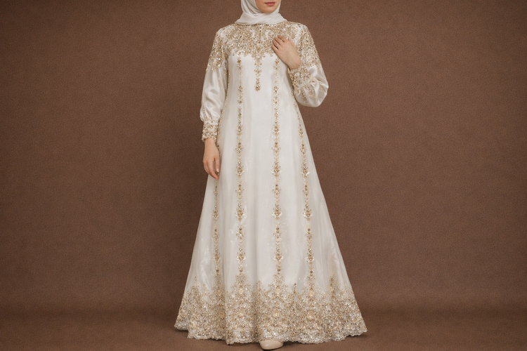 Gamis Istri Sultan Tetap Glamor Tanpa Meninggalkan Prinsip Syar?i