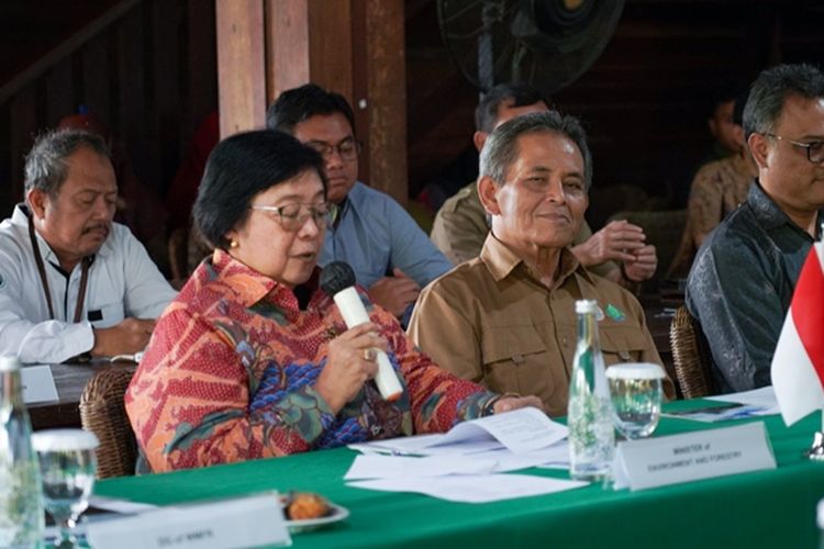 Menteri Lingkungan Hidup dan Kehutanan (LHK) Siti Nurbaya dan Kepala Badan Restorasi dan Mangrove (BRGM) Hartono sedang melakukan diskusi rehabilitasi mangrove dengan Pemerintah India.
