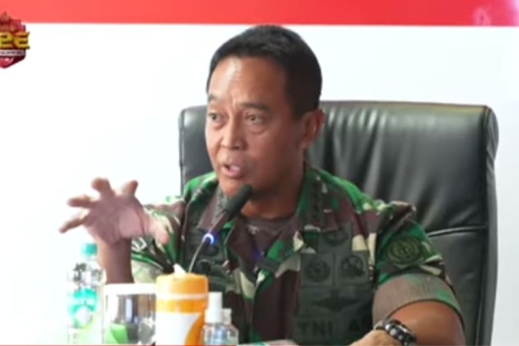 Panglima TNI Jenderal Andika Perkasa ketika memberikan arahan kepada para komandan satuan di Markas Kodam XVIII/Kasuari, Papua Barat beberapa waktu lalu.