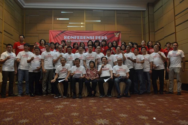 Para mantan atlet bulu tangkis nasional yang tergabung dalam Komunitas Bulu Tangkis Indonesia menghadiri acara peringatan Hari Lahir Pancasila di Hotel Santika, Jakarta, Kamis (1/6/2017).