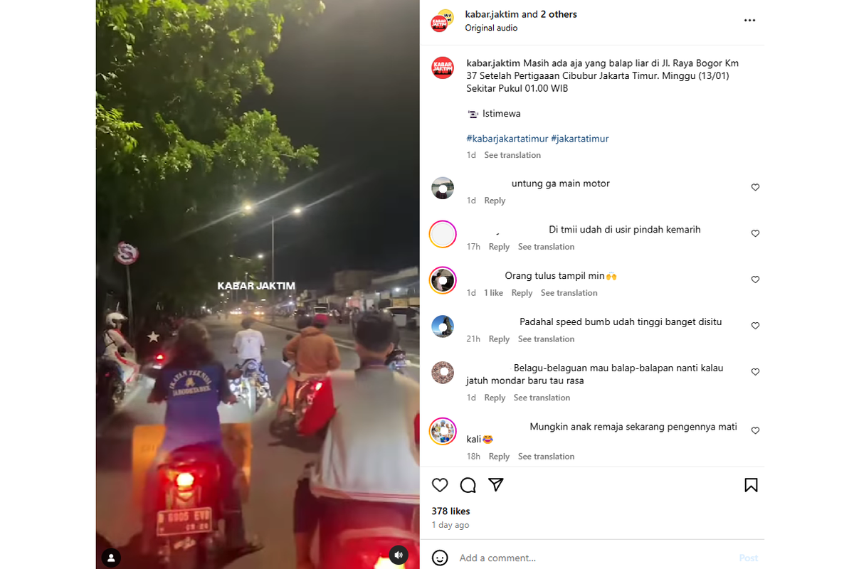 Balap Liar di Jalan Raya Bogor Bikin Resah, Warga Minta Polisi Tertibkan