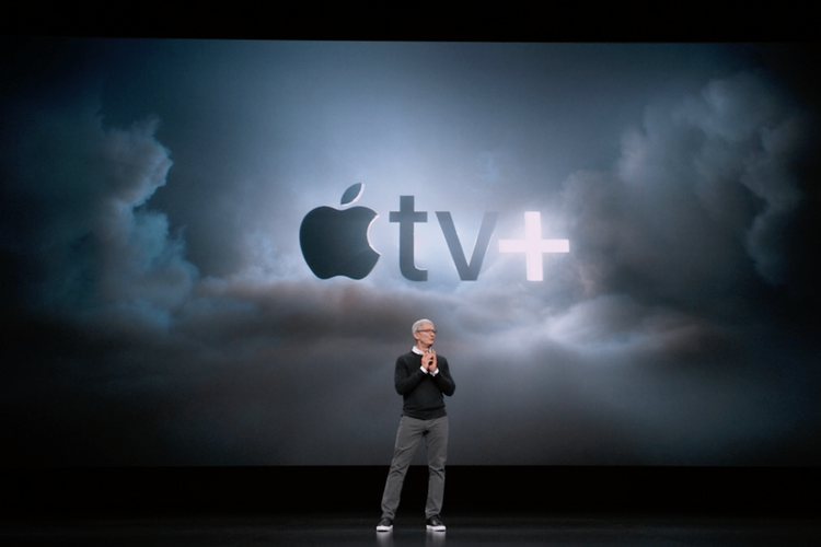 Ilustrasi peluncuran Apple TV+ oleh Tim Cook, CEO Apple