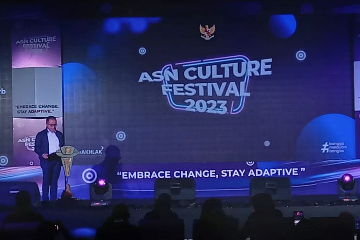 Menteri Pendayagunaan Aparatur Negara dan Reformasi Birokrasi (PANRB) Abdullah Azwar Anas dalam acara ASN Culture Festival di Jakarta, Rabu (22/11/2023).