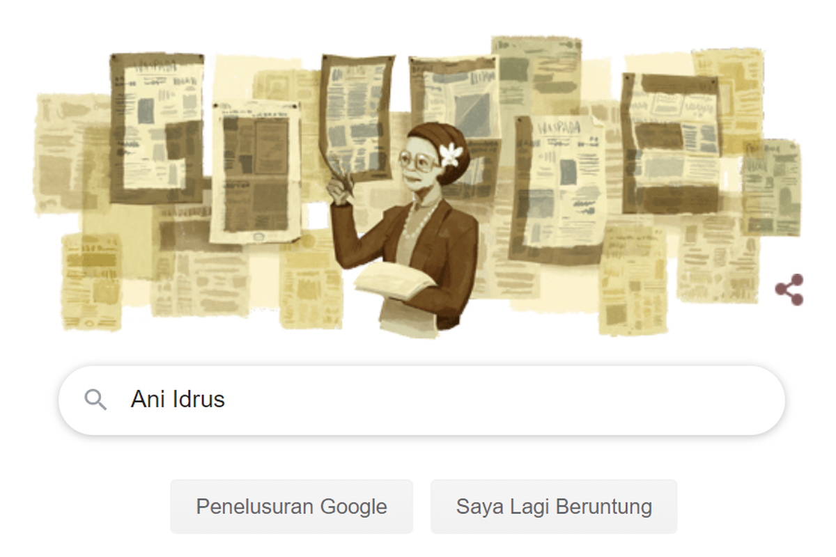 Ilustrasi Google Doodle Ani Idrus.