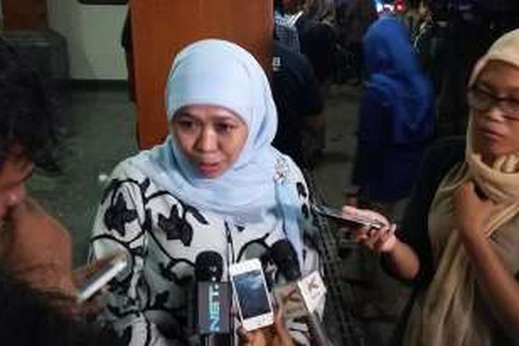 Menteri Sosial Khofifah Indar Parawansa di Kantor Kemenko Polhukam, Jakarta Pusat, Selasa (26/1/2016).