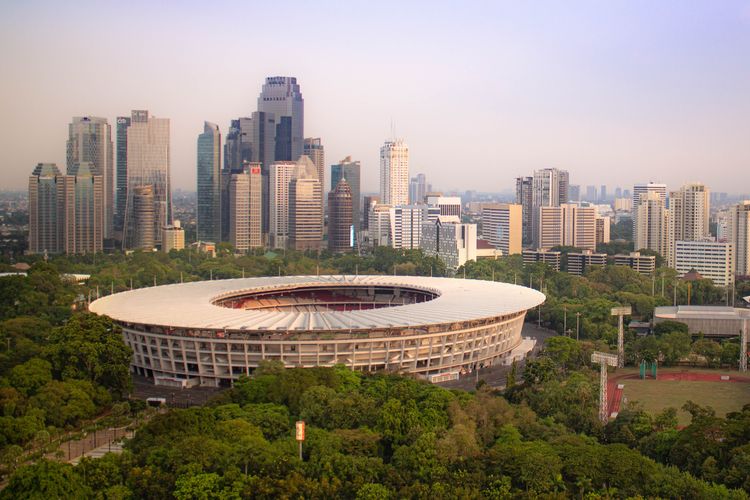 Ilustrasi Stadion Utama Gelora Bung Karno (SUGBK) di Jakarta Pusat.