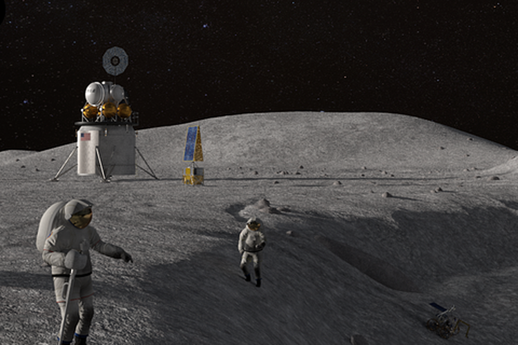Astronot di permukaan bulan yang tidak rata