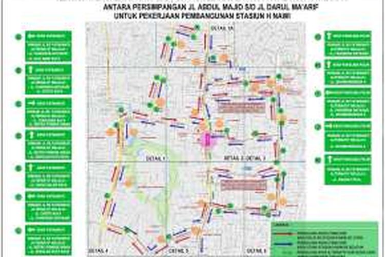 Peta rekayasa pengalihan arus lalu lintas di sepanjang Jalan RS Fatmawati dalam rangka pembangunan stasiun MRT di Haji Nawi.