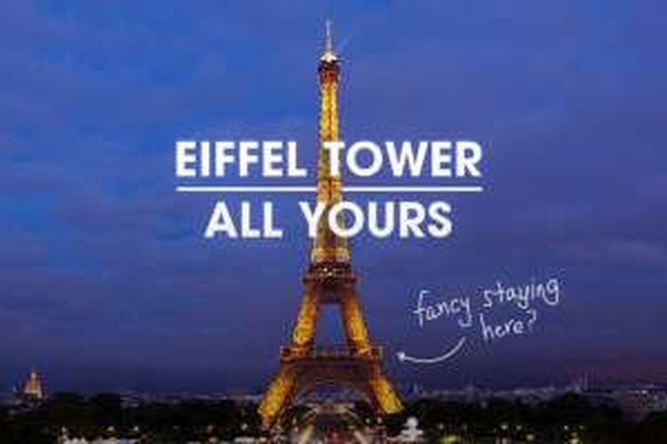 HomeAway membuka kesempatan bagi publik untuk bisa menginap semalam di Menara Eiffel melalui sebuah kompetisi.