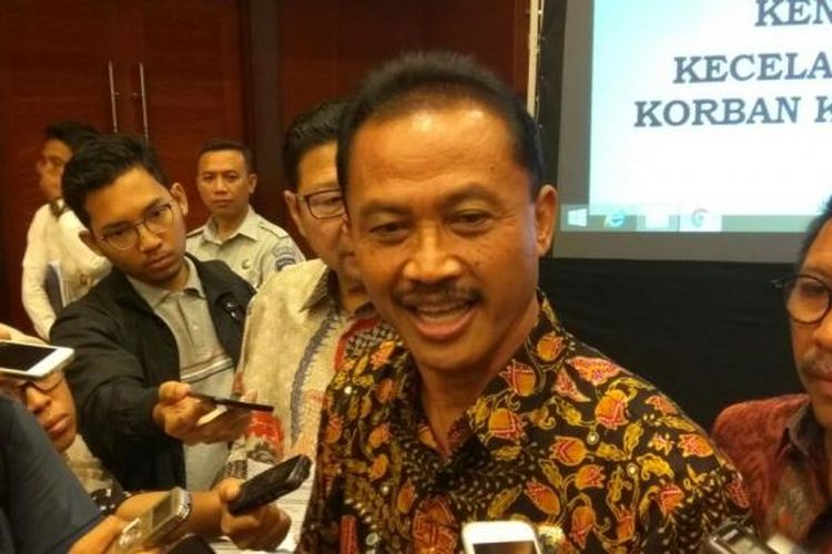 Direktur Utama PT Jasa Raharja (Persero) Budi Setyarso di Gedung Kementerian Keuangan, Jakarta, Senin (13/2/2017).