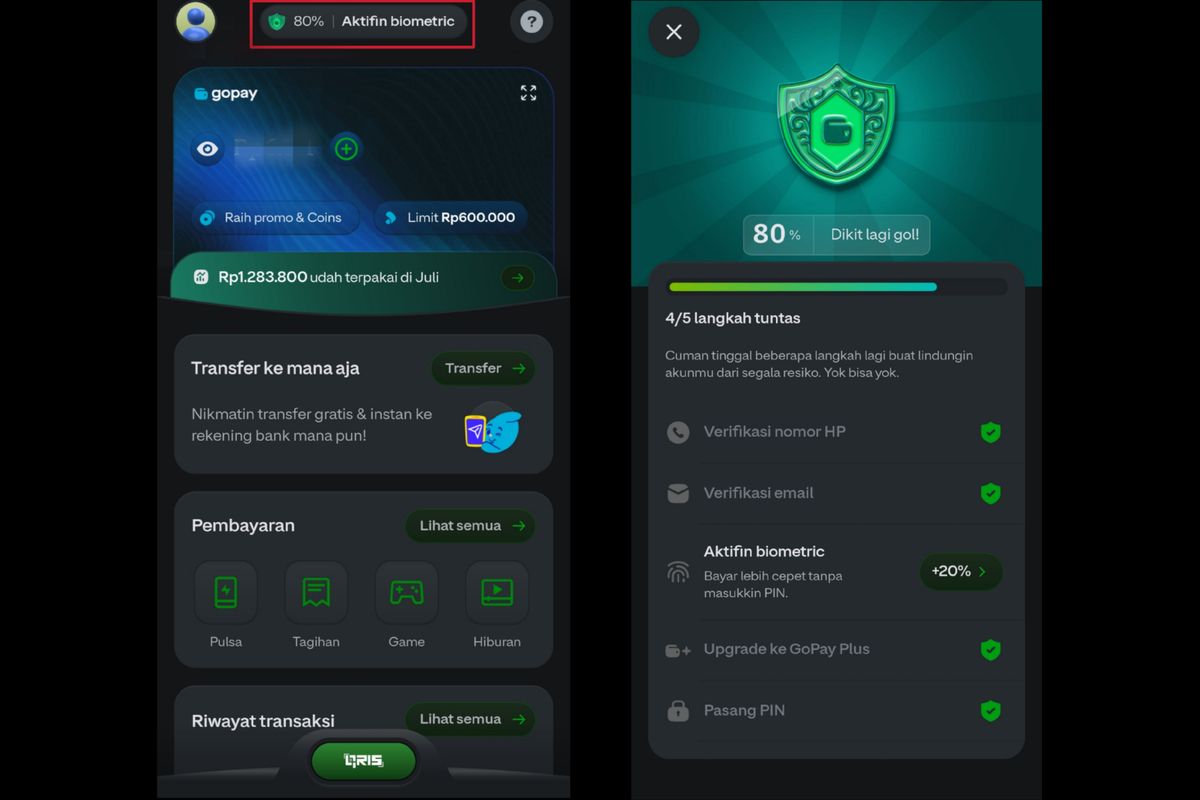 Aplikasi GoPay punya lima lapis keamanan.