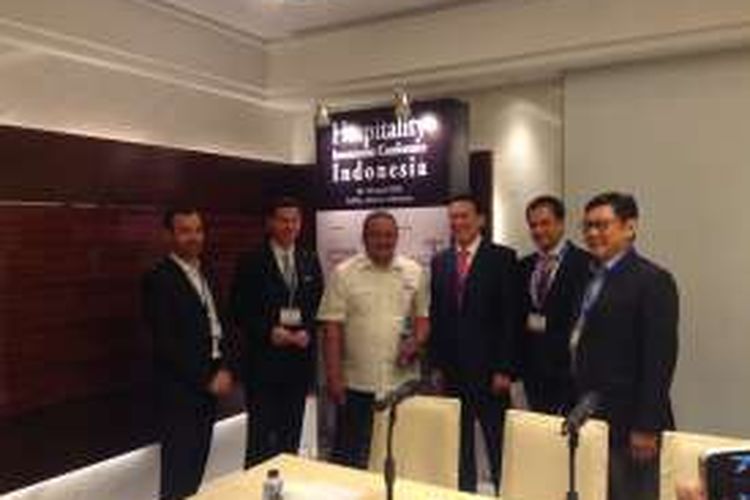 Konferensi pers Hospitality Investment Conference Indonesia di Hotel Raffles, Jakarta, Kamis (28/4/2016).