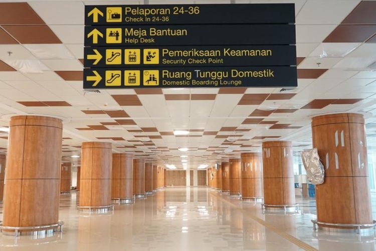 Penampakan pengembangan tahap pertama Terminal 1 (T1) Bandara Juanda Surabaya yang sudah rampung dilakukan. 