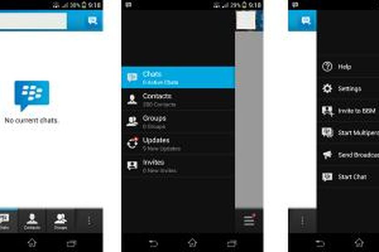 Tampilan BBM untuk Android