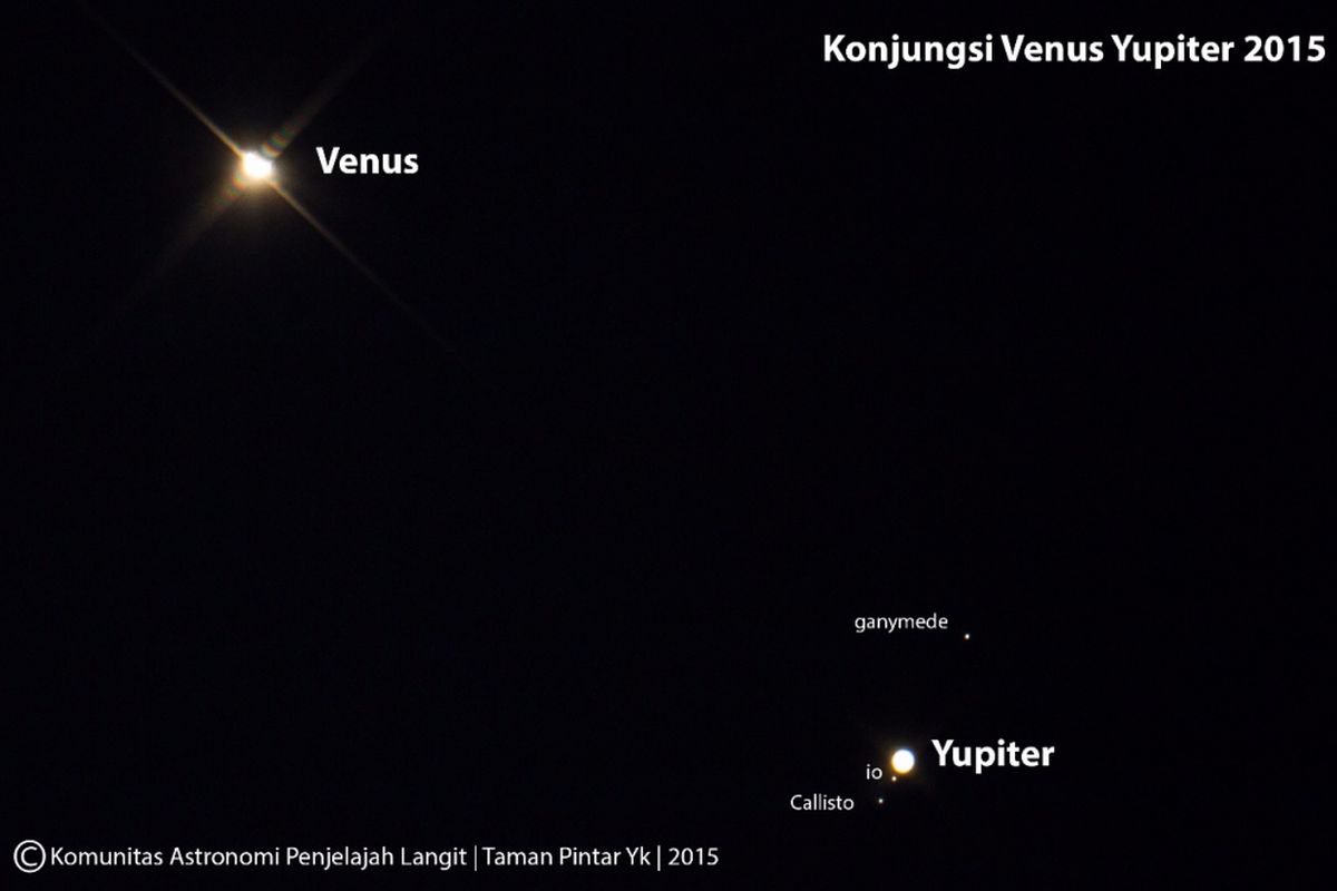 Foto ini diambil menggunakan teleskop pada (1/7/2015) pukul 19.32 di Yogyakarta.