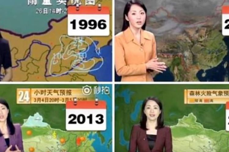 Inilah penampilan presenter China bernama Yang Dan, mulai dari 1996 hingga 2018. (via Oddity Central)