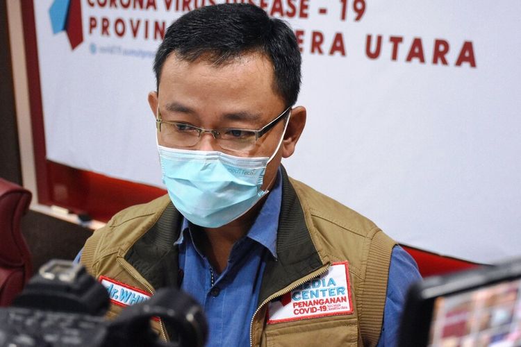 Juru Bicara GTPP Covid-19 Sumut dr Whiko Irwan di media centre kantor gubernur, Selasa (21/7/2020)