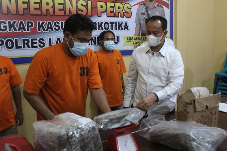 Personel Sat Res Narkoba Polres Labuhanbatu berhasil meringkus tiga orang pengedar 50 kg ganja dari Aceh. Dari jumlah itu, polisi menyita 6,2 kg yang belum diedarkan.