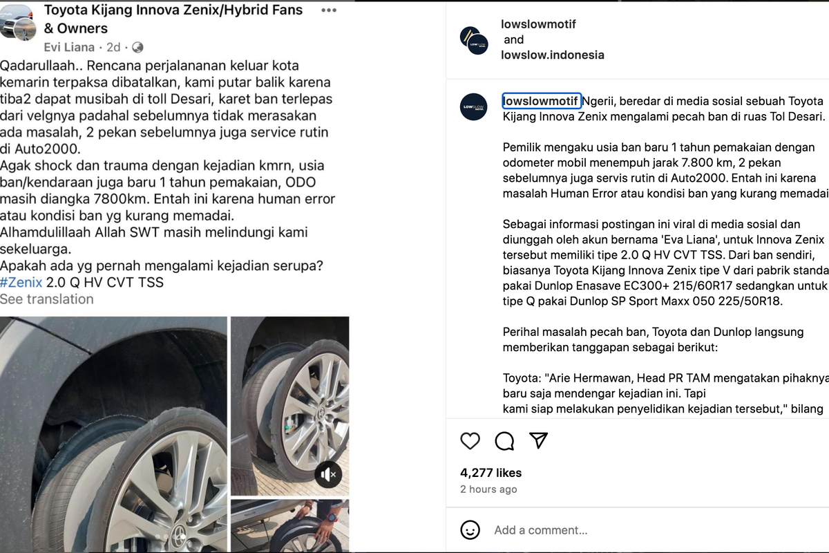 Toyota Innova Zenix alami pecah ban