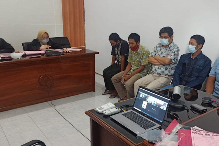 Suasana sidang virtual kasus pemalsuan merek celana di Kejaksaan Negeri Kabupaten Pekalongan Jawa Tengah.