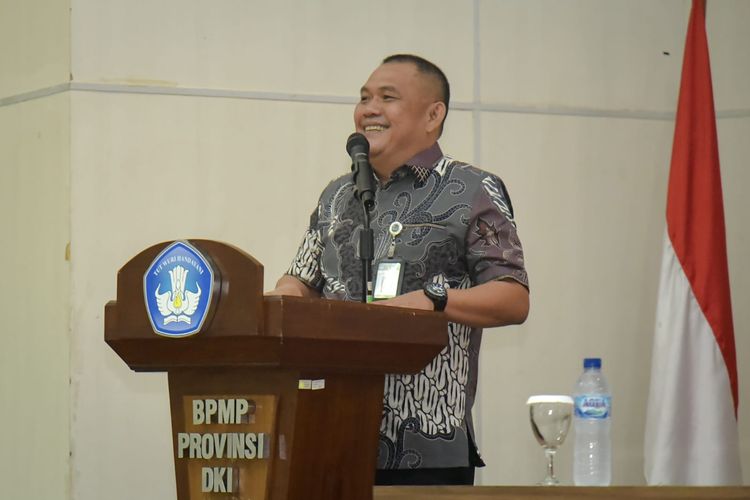 Kepala BPMP DKI Jakarta M. Salim Somad dalam kegiatan pelepasan penugasan untuk Angkatan VI Kampus Mengajar pada 14 Agustus 2023.