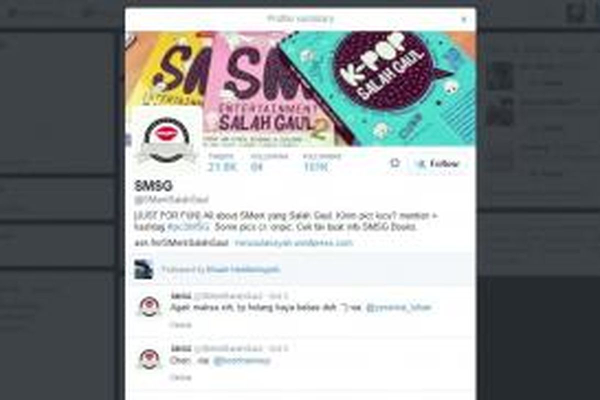 Fanbase SM Entertainment Salah Gaul besutan Heru Sulansyah di Twitter.